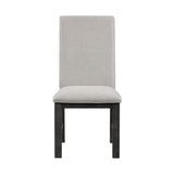 Dining Chairs Set of 2 Gray Upholstered Seat Stylish Back Antique Black Finish Wooden Frame Dining B011P170585