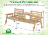 Wooden bench withFol dable Middle Table - Natural 13693200