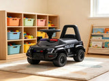 Black Police Truck Kids Sliding Car Push Ride On with Working PA System, Horn, Under-Seat Storage 06609334