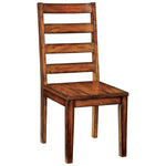 ZUN Tobacco Oak Finish Solid wood Industrial Style Kitchen Set of 2 Chairs Ladder Back Chairs B011P148640