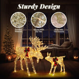 2pcs 4ft 30V 3.6W Moose Family 200LED Leather String Light Garden Moose Decoration Golden 82928292