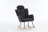 055-Teddy Fabric Upholstered Nursery Rocking Glider Chair Modern Accent Armchair Padded Seat with W527P228311