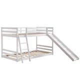 Elevated Cross Guard Rail with Slide Twin Pine Wooden Bed White 41427487