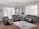 Contemporary Manual Motion Sofa 1pc Couch Living Room Furniture Slate Blue Breathable Leatherette B011133621