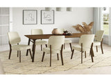 Dellers Mid-Century Modern Upholstered Dining Chairs in Oatmeal with Dark Brown Solid Wood Legs B127P495084