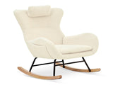 Rocking Chair Nursery, Teddy Upholstered Rocker Glider Chair with High Backrest, Adjustable Headrest W680127248