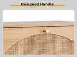 2-Tilt Shoe Cabinet with Arched Rattan Surface, MDF with Triamine, 54*24*98cm, Natural Wood Color 18952730