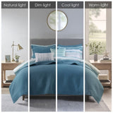 8 Piece Printed Seersucker Comforter and Quilt Set Collection Aqua Full/Queen B03597256