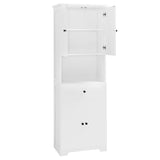 ZUN Tall Bathroom Cabinet with Four Doors, Large Storage Space Open Shelve, Upper Storage Cabinet, White 82111531