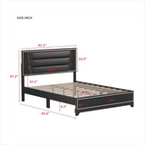 Queen Size PU Upholstered Bed, Headboard with LED Light Strips and Sparkling Shiny Decoration, No WF531199AAB