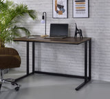 Walnut and Black Writing Desk with USB Port B062P209215