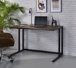 ZUN Walnut and Black Writing Desk with USB Port B062P209215