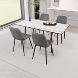 47"-63" extendable MDF modern table and chair set, suitable for 2-6 people, elegant white 22987108