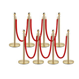 8 PCS gold stanchions and red velvet ropes,6 Red Velvet Ropes and Posts, Crowd Control Barriers 63360794