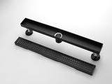 28 Inch Linear Shower Drain with Removable Square Patterned Grate, 304 Stainless Steel with Hair 17007770