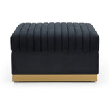 Contemporary Vertical Channel Tufted Velvet Big Size Ottoman Modern Upholstered Foot Rest for Living W1117P147304