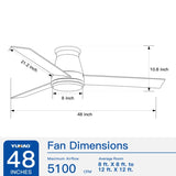 48" Bruched Nickel Lowe Profile Ceiling Fan with Light W1367P247066