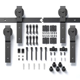 ZUN 72" Bi-Folding Sliding Barn Door Hardware Kit for 4 Doors,Smoothly&Quietly,Black Track J Shape 79460627