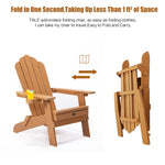 ZUN TALE Folding Adirondack Chair with Pullout Ottoman with Cup Holder, Oaversized, Poly 83820938
