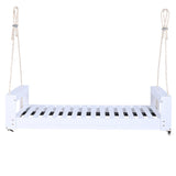 TOPMAX Twin Size Porch Swing Bed Seating Group, Patio Acacia Wood Swing Frame with Hemp Ropes for N717P210135K