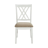 Modern Style White and Oak Finish Side Chairs 2pc Set Fabric Upholstered Seat Charming Traditional B011102651