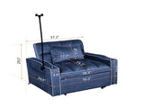 Corduroy Pull-Out Sleeper Chair With Pillow, Brushed Stainless Steel Cup Holder, Phone Stand & Usb 76582109