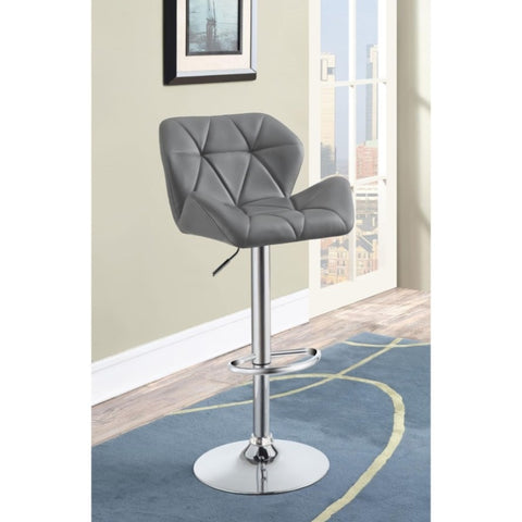 ZUN Chrome and Grey Adjustable Bar Stool B062P153521