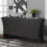 Refined Industrial 4-Door Credenza with Wooden Arc Legs & Bronze Clasps Advanced Storage Design, W1445P256466