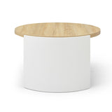 Round Coffee Table,31" Coffee Table for Living Room,2-Tier Rustic Wood Desktop with Storage Shelf W1117P224566