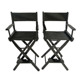 Casual Home Director's Chair, Black Frame/Black Canvas,Suitable for adults, foldable style, 2pcs/set 93515385