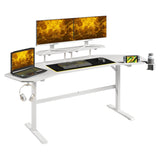 Techni Sport TS911D Gaming Desk with Shelves & Accessory Holder, White B031P269896
