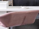 Breni Velvet Diamond Tufted Swivel Adjustable Height Barstool, Set of 2, Mauve T2574P164872