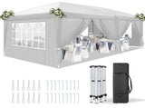 10'x20' Instant Pop Up Canopy Tent White, 6 Side Panels 2 Doors 4 Mesh Windows, 28/22mm Powder 16932218