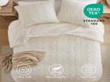 3 Pieces Full/Queen Cable Knit Chenille Comforter Set,Ivory B035P381300