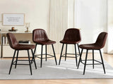 Modern Bar Stools with Swivel Mechanism, PU Padded Seats with Back Support & Metal Legs Ideal for W2699P358874
