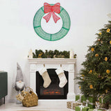 36in Pre-lit Outdoor Christmas Wreath Decoration, Lighted Metal Wreath with Red Bow, Remote Control 35600914