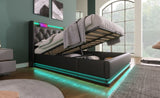 Queen size Upholstered bed, 360 surround LED function, Buttons/Apps/Remote Control, hydraulic N736P188807B