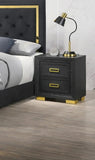 Glamorous 1pc Modern Glam Style 2-Drawer Nightstand Black Gold Finish Gold-colored Hardware Bedroom B011P144711