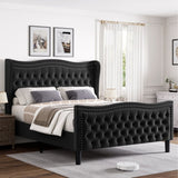 ZUN LIFT UP VELVET BLACK FULL SIZE BED W2239P242447