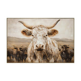 White Highland Cow Canvas Wall Art - Modern Minimalist Animal Art Print for Living Room Bedroom W3374P322232