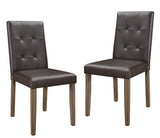 Side Chairs 2pc Set Walnut Brown Finish Wood Frame Faux Leather Back and Seat B01143831