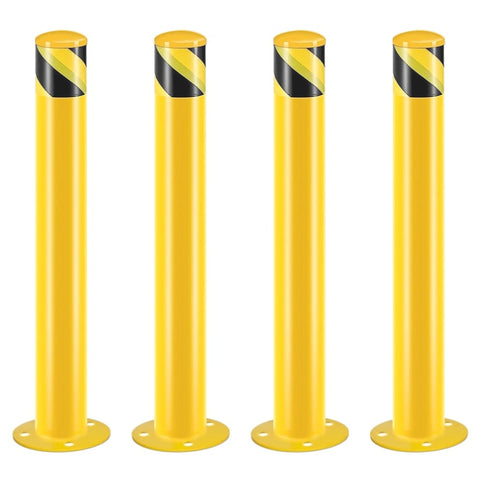 ZUN Safety Bollard Post, 42 Inch Height Steel Bollards, 3 Inch Diameter Parking Bollard, Yellow Powder 85180369