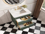 Fully Assembled 30'' Green Freestanding Single Sink Bathroom Vanity with Solid Wood Construction and W1826P308974