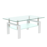 White Coffee Table, Clear Coffee Table, Modern Side Center Tables for Living Room, Living Room 12684075