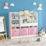 Kids Bookcase and Bookshelf, Multifunctional Bookcase with 3 Collapsible Fabric Drawers, Bookcase W808P242198