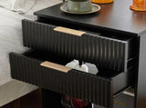 Bedside Table with 2 Drawers Featuring Wavy-Patterned Front P2 Density Board Triamine Sticker 50105666