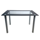 ZUN 110cm Dining Table Tempered Glass Dining Table 66402651