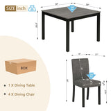 5-Piece Dining Table Set with 4 Chairs, Dining Table Set 4 with Chairs, Wooden Dining Table Set W1998P195207