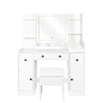 ZUN Vanity Desk with Mirror and Lights Makeup Desk with Drawers and Cabinet Vanity Table with Led Light 50229899