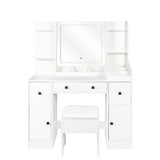 ZUN Vanity Desk with Mirror and Lights Makeup Desk with Drawers and Cabinet Vanity Table with Led Light 50229899